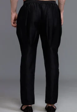 Solid Color Dupion Silk Pant in Black