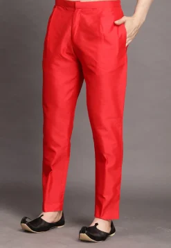 Solid Color Dupion Silk Pajama in Red