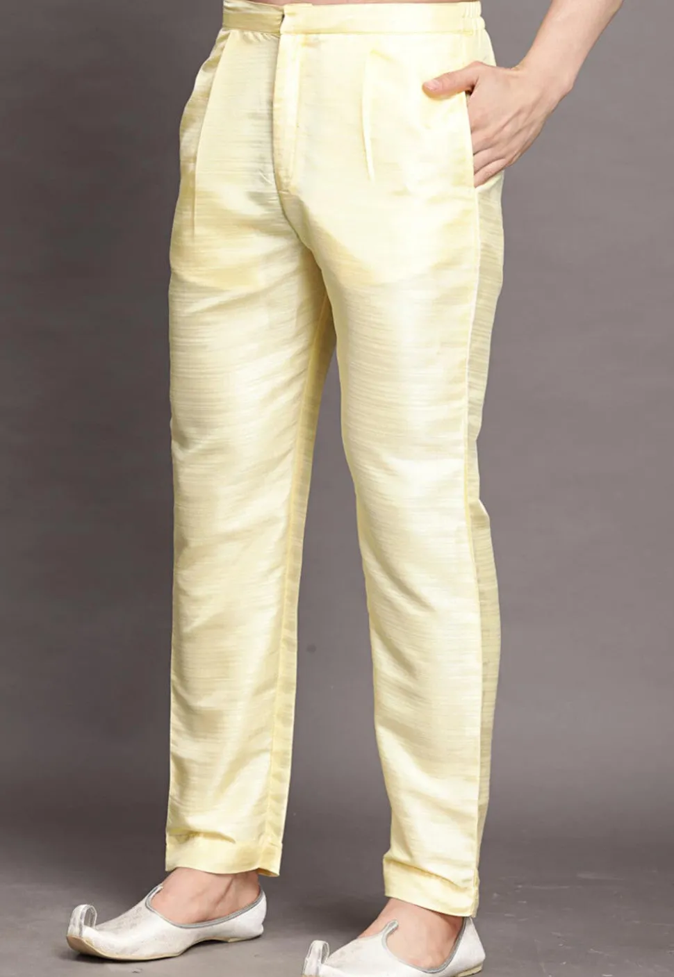 Solid Color Dupion Silk Pajama in Light Yellow