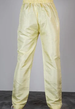 Solid Color Dupion Silk Pajama in Light Yellow
