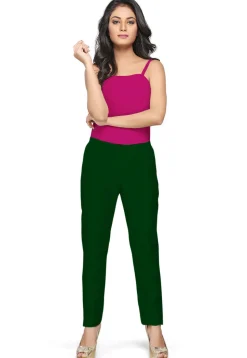Solid Color Dupion Silk Pant in Dark Green