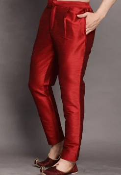 Solid Color Dupion Silk Pajama in Maroon