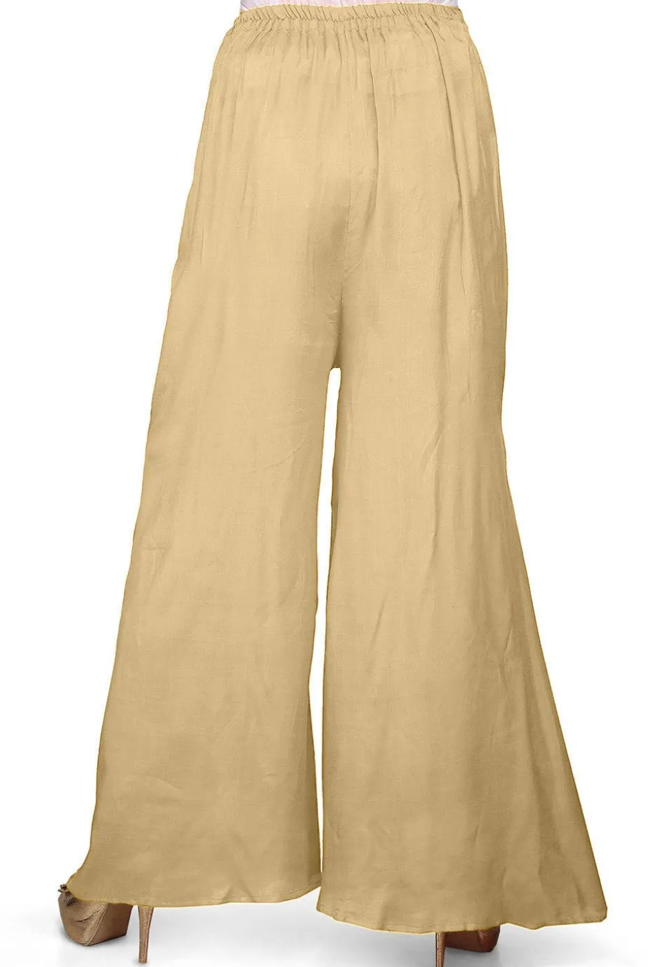 Solid Color Dupion Silk Palazzo in Beige