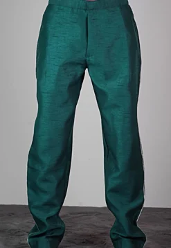 Solid Color Dupion Silk Pajama in Teal Green