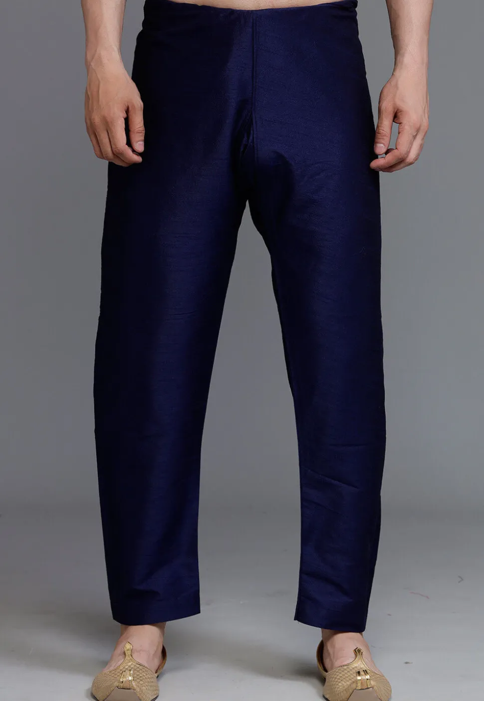 Solid Color Dupion Silk Pajama in Navy Blue