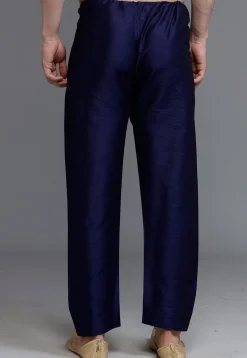 Solid Color Dupion Silk Pajama in Navy Blue