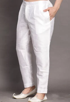 Solid Color Dupion Silk Pajama in Off White