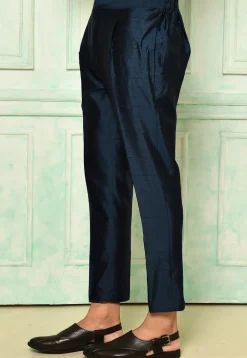 Solid Color Dupion Silk Pant in Navy Blue