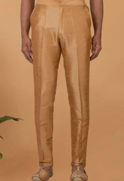 Solid Color Dupion Silk Pant in Beige