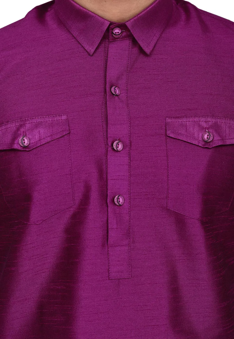Solid Color Dupion Silk Pathani Suit in Purple