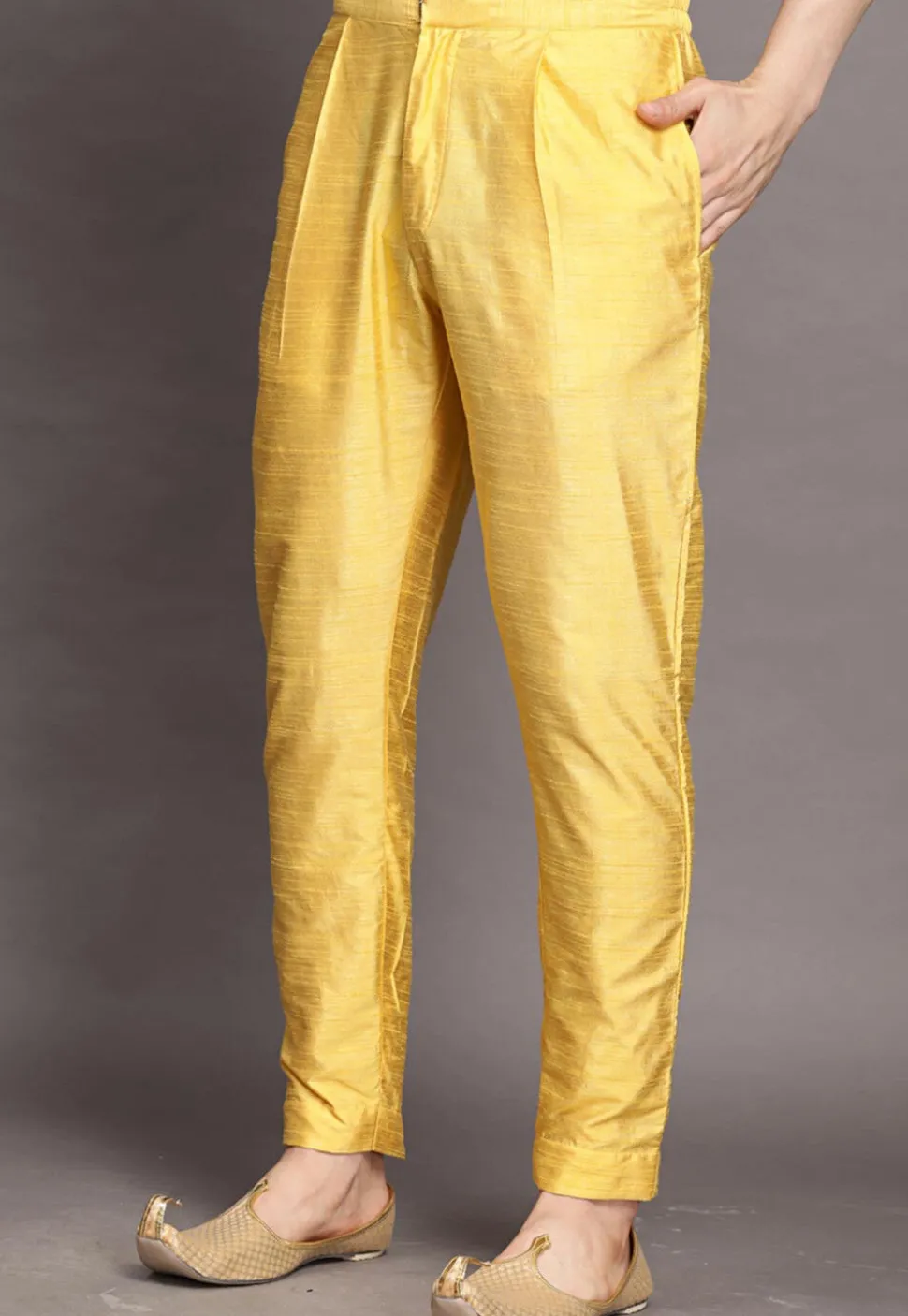 Solid Color Dupion Silk Pajama in Mustard