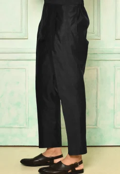 Solid Color Dupion Silk Pant in Black