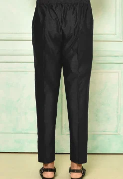 Solid Color Dupion Silk Pant in Black