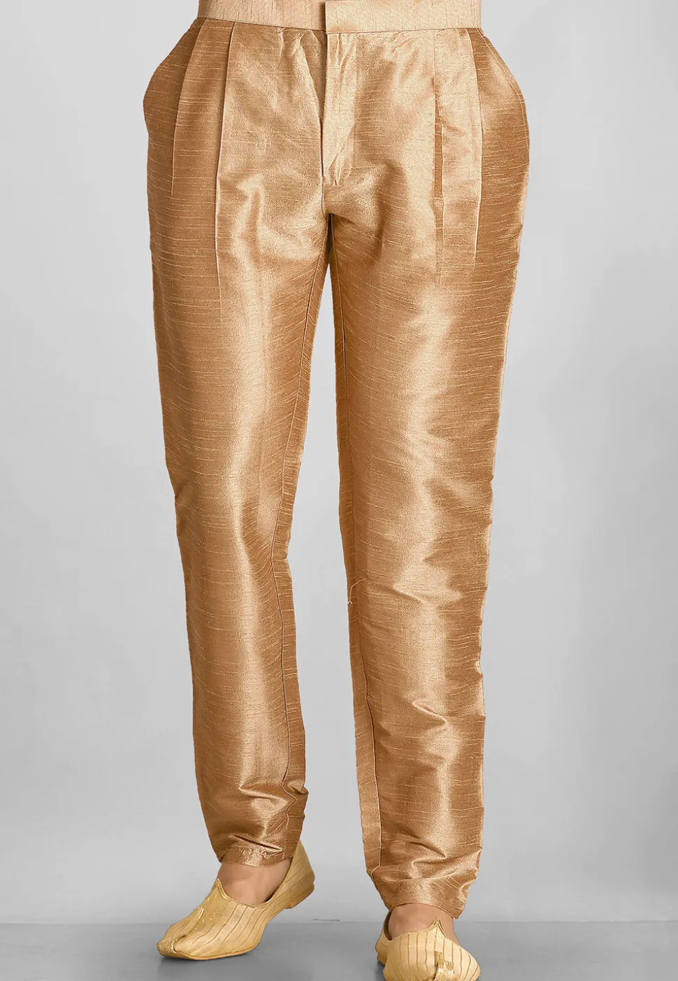 Solid Color Dupion Silk Pant in Dark Beige