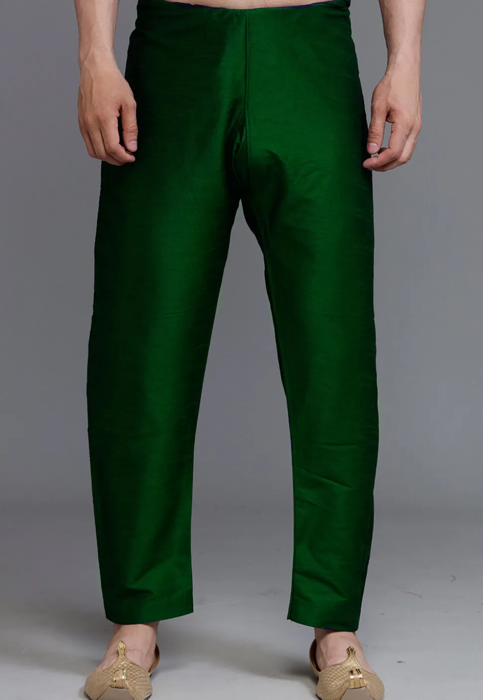 Solid Color Dupion Silk Pajama in Green