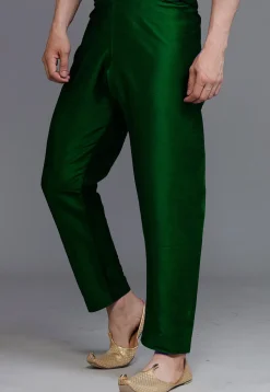 Solid Color Dupion Silk Pajama in Green