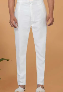 Solid Color Dupion Silk Pant in Off White