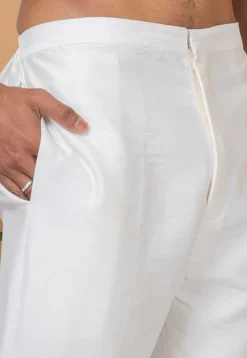 Solid Color Dupion Silk Pant in Off White