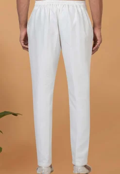 Solid Color Dupion Silk Pant in Off White