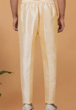 Solid Color Dupion Silk Pant in Light Beige