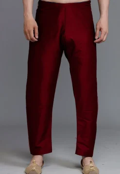 Solid Color Dupion Silk Pajama in Maroon