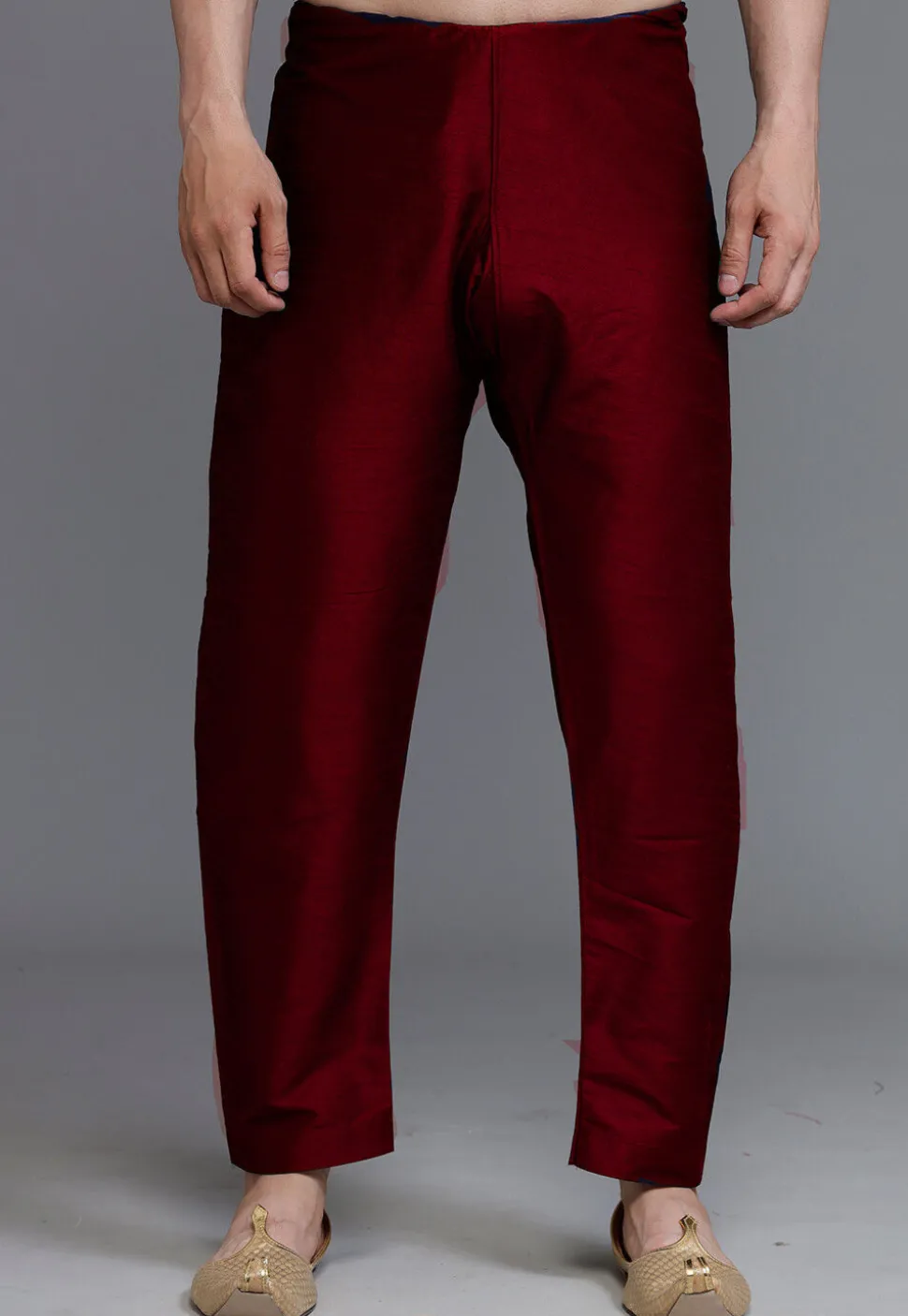 Solid Color Dupion Silk Pajama in Maroon