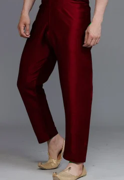 Solid Color Dupion Silk Pajama in Maroon