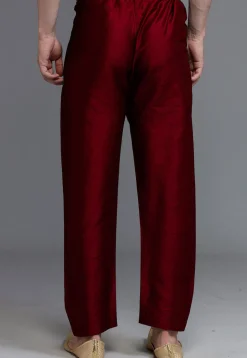 Solid Color Dupion Silk Pajama in Maroon