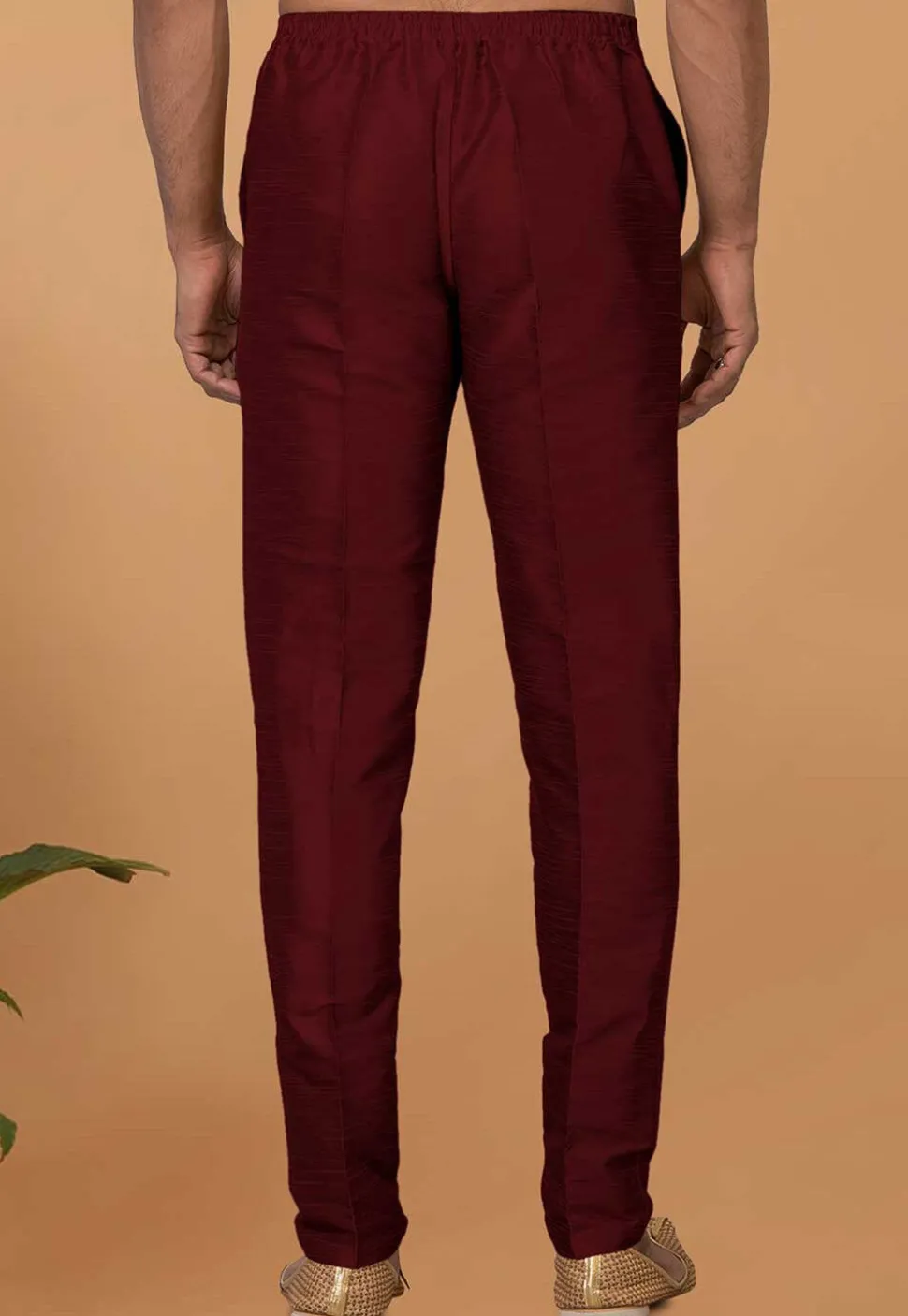 Solid Color Dupion Silk Pant in Maroon