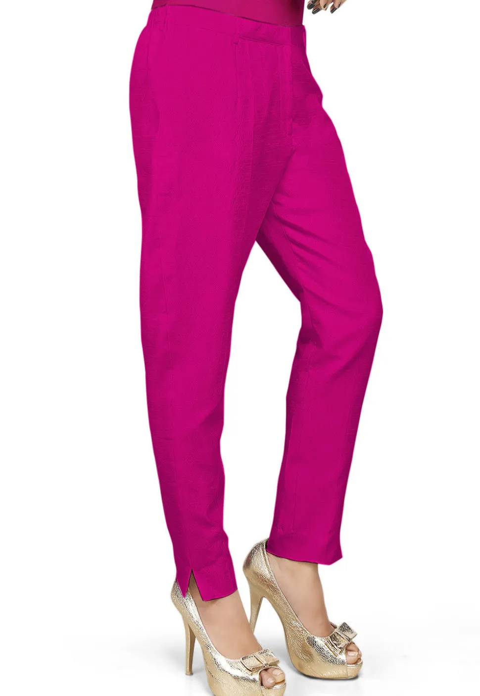 Solid Color Dupion Silk Pant in Fuchsia