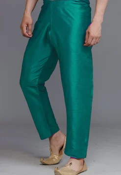 Solid Color Dupion Silk Pajama in Teal Blue