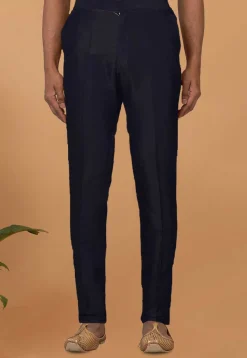 Solid Color Dupion Silk Pant in Black