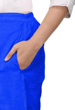 Solid Color Dupion Silk Pant in Royal Blue