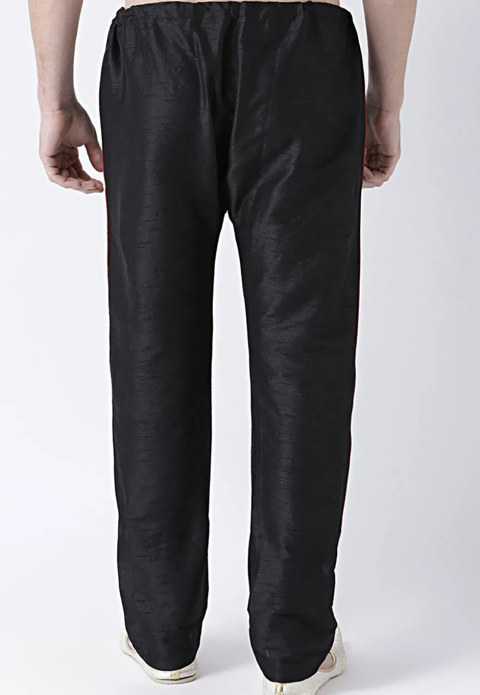 Solid Color Dupion Silk Pant in Black