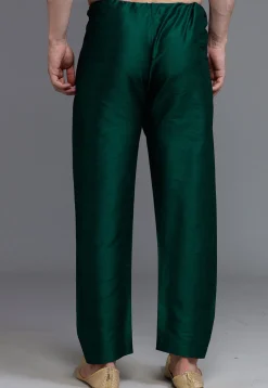 Solid Color Dupion Silk Pajama in Dark Green