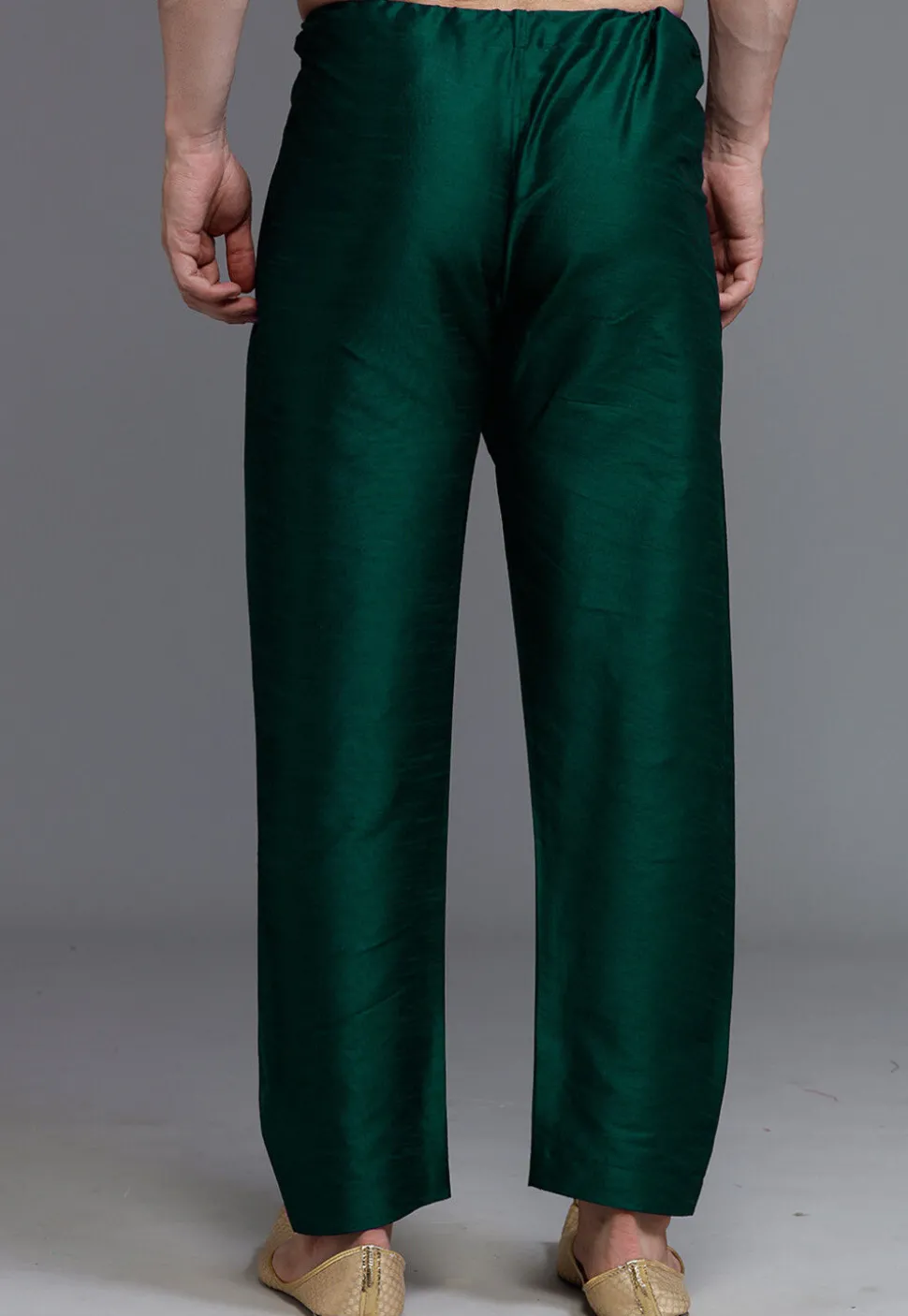 Solid Color Dupion Silk Pajama in Dark Green