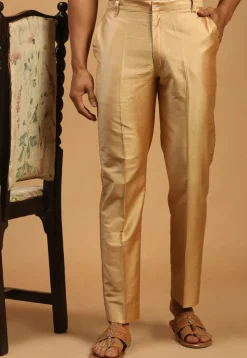 Solid Color Dupion Silk Pant in Golden
