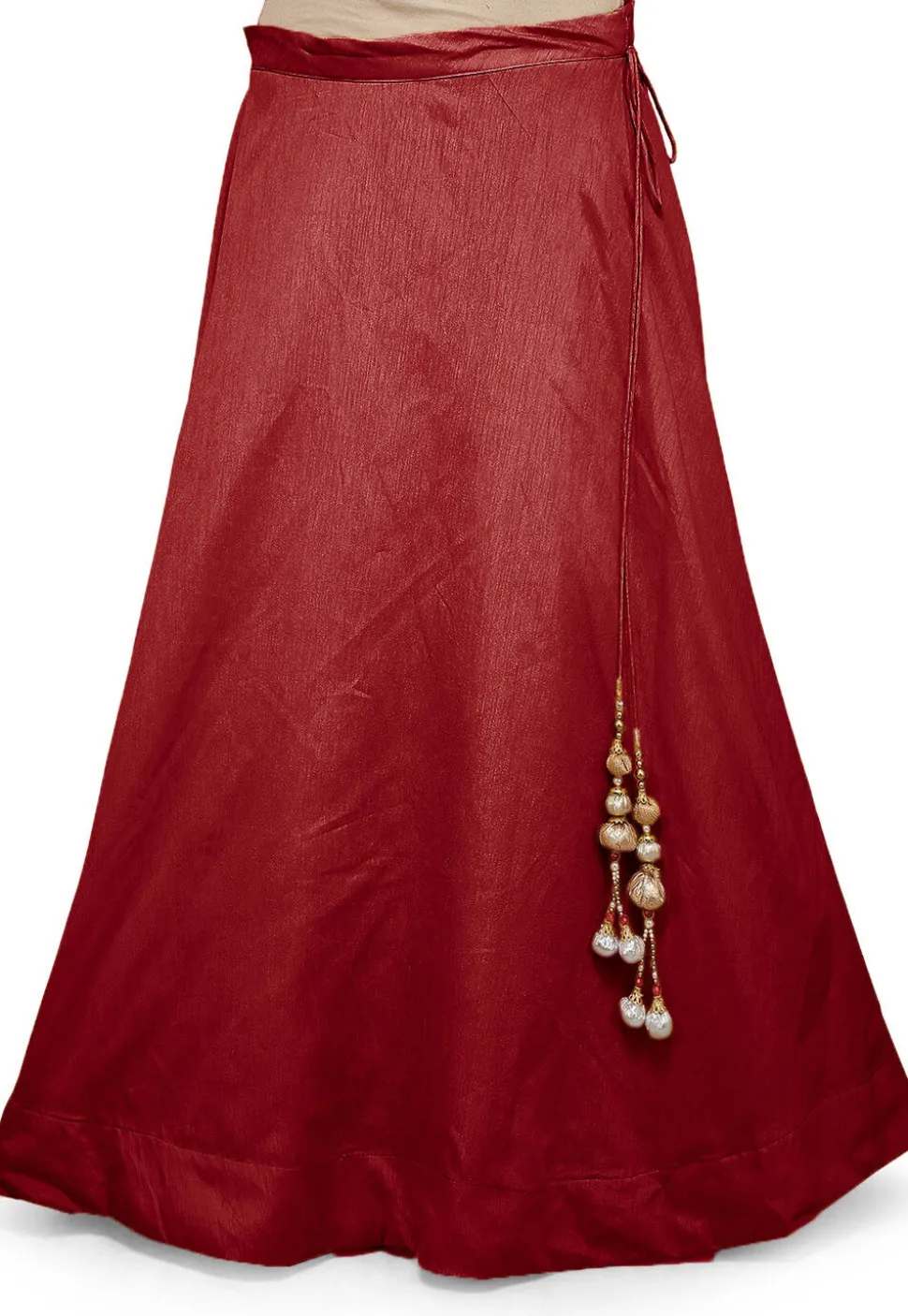 Solid Color Dupion Silk Skirt in Maroon