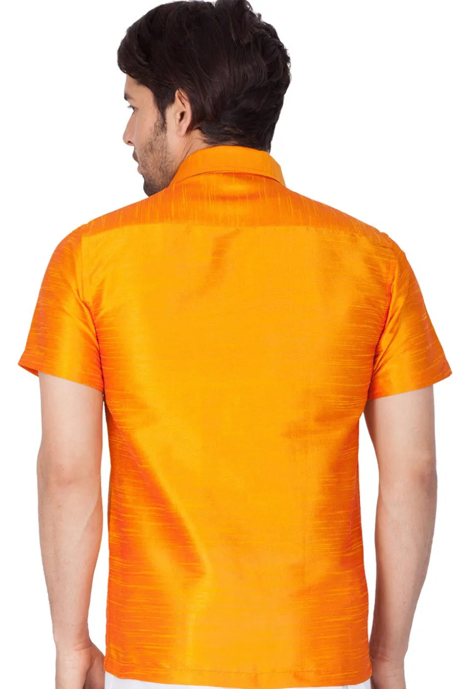 Solid Color Dupion Silk Shirt in Mustard