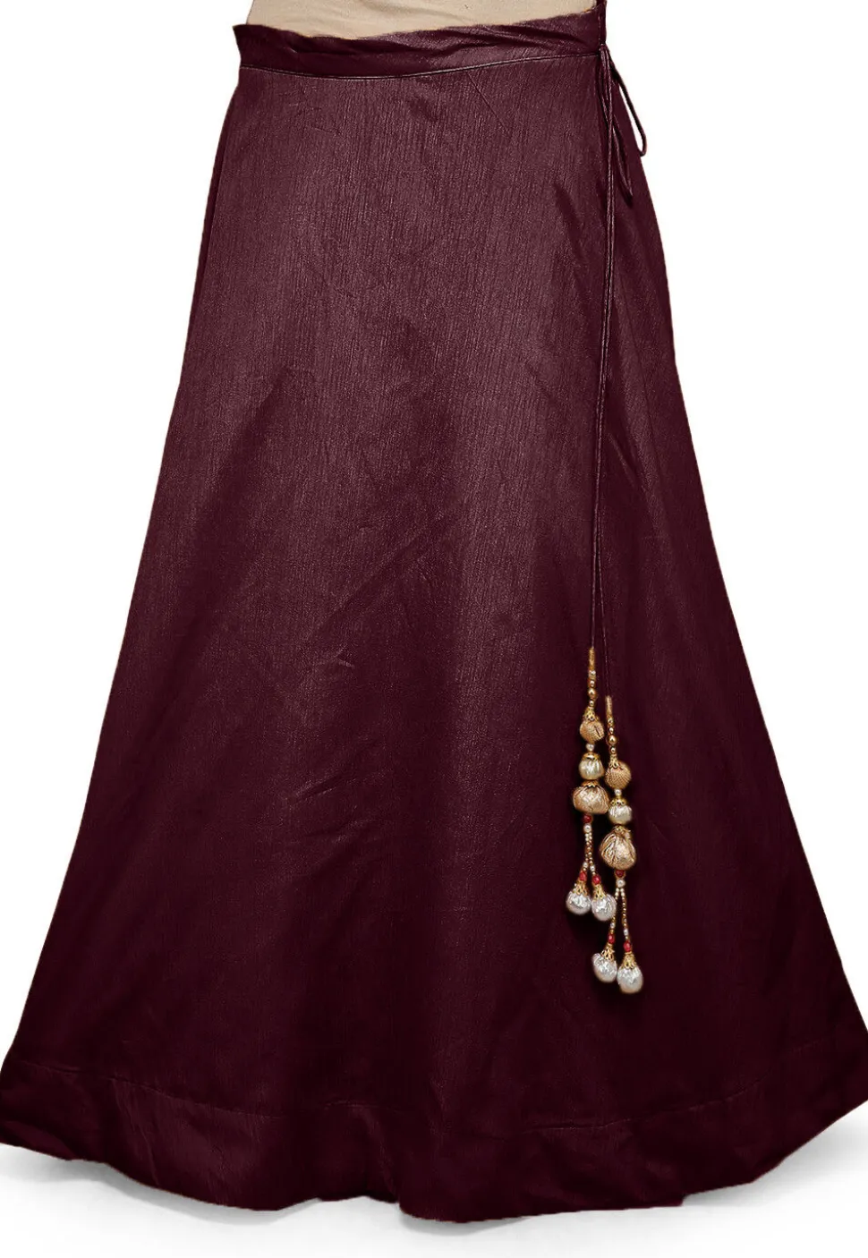Solid Color Dupion Silk Skirt in Wine