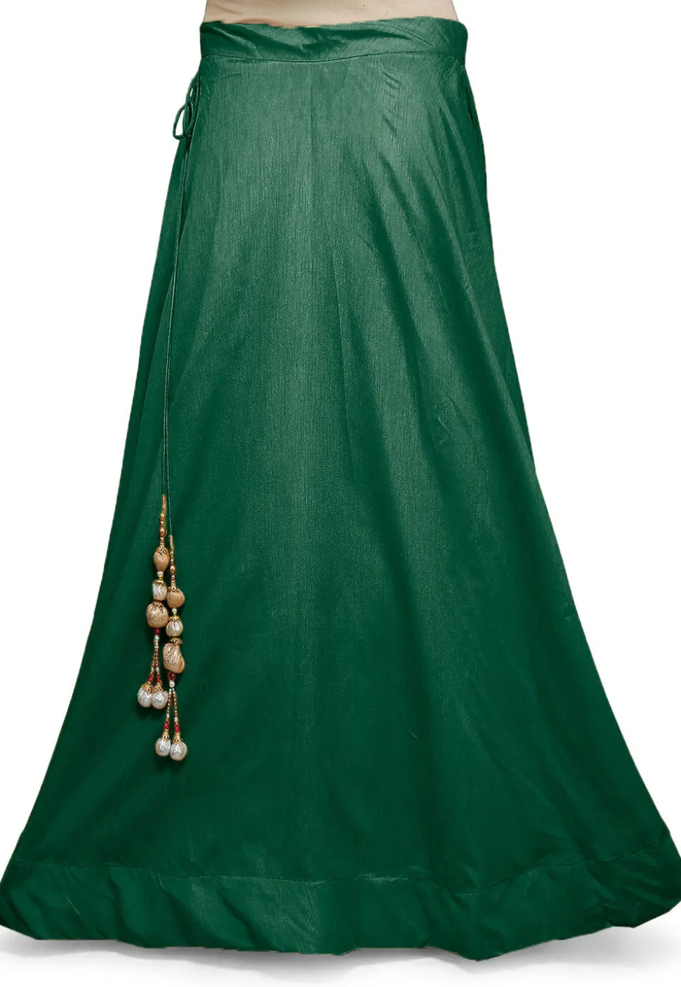 Solid Color Dupion Silk Skirt in Dark Green