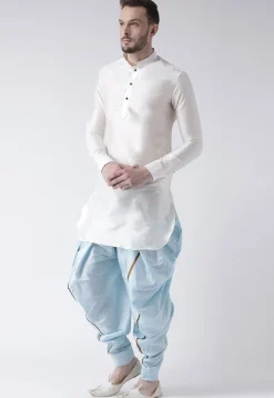 Solid Color Dupion Silk Short Dhoti Kurta in Off White