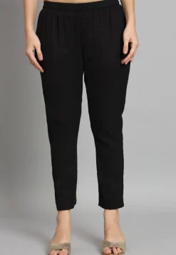 Solid Color Georgette Aline Suit in in Black