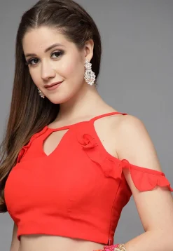 Solid Color Georgette Blouse in Red