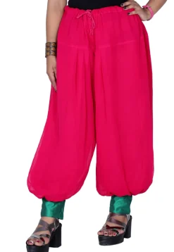 Solid Color Georgette Harem Pant in Fuchsia