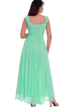 Solid Color Georgette Maxi Dress in Sea Green