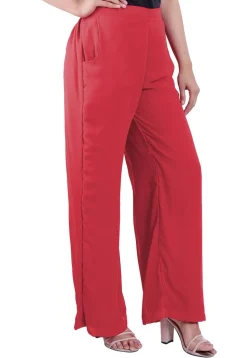 Solid Color Georgette Palazzo in Coral Pink