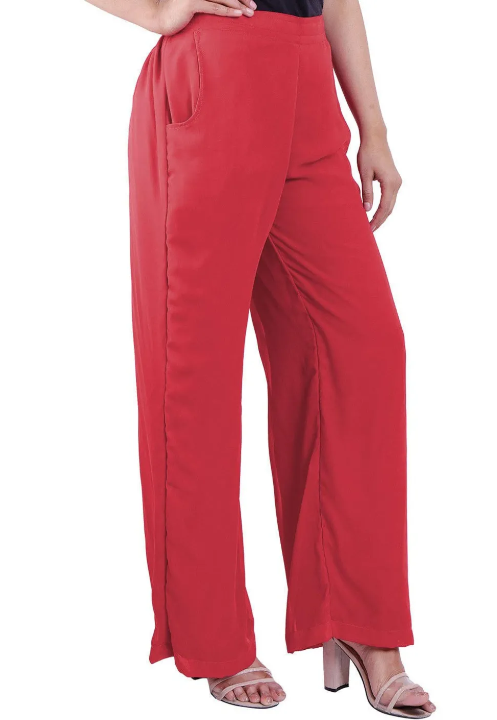 Solid Color Georgette Palazzo in Coral Pink