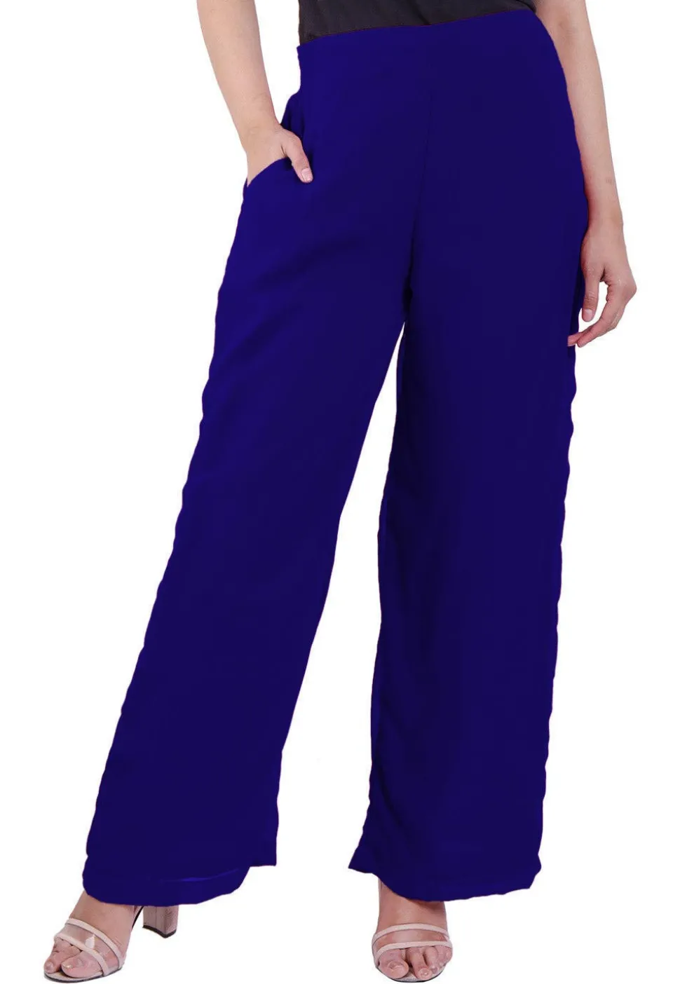 Solid Color Georgette Palazzo in Royal Blue