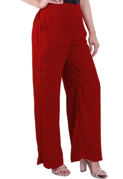 Solid Color Georgette Palazzo in Red